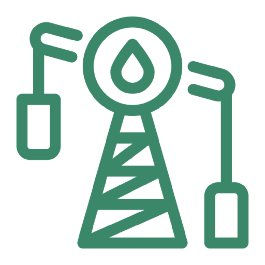 Green oil rig icon with droplet